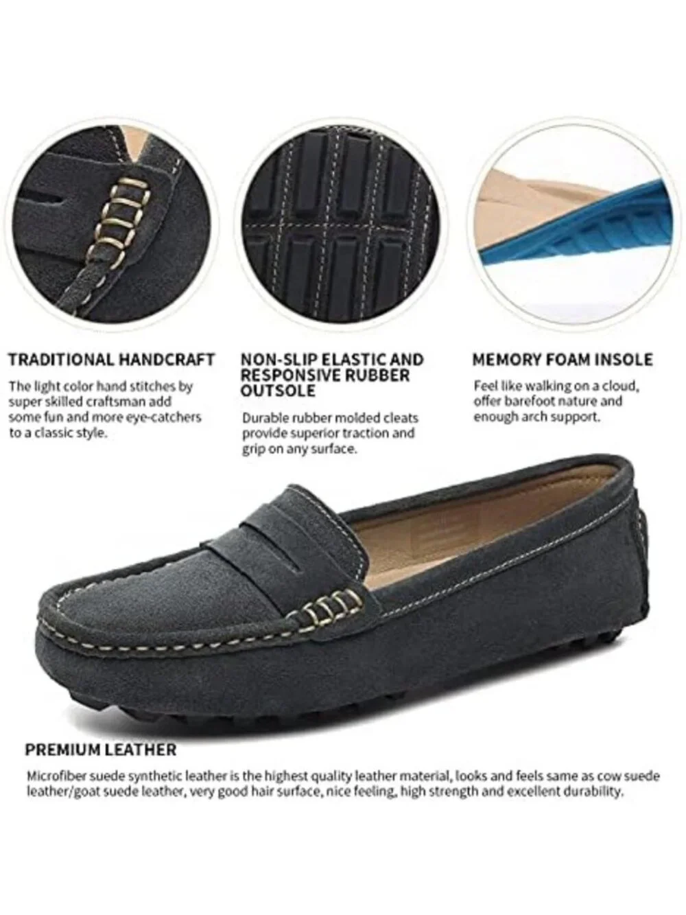 Stylish Women's Suede Casual Loafers | Retro Slip-On Moccasins & Boat Shoes